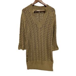 Simply Noelle Sweater Tunic Gold Metallic Open Weave Women’s Size XXL (16-18)